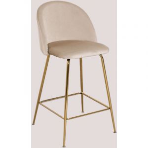 Tabouret Haut en Velours Kana Design SKLUM Doré ?65 cm Brun Blé 92 - 102,5 cm