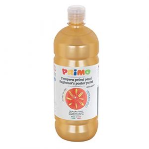 Primo Morocolor, Gouache brillante Premiers pas 1000 ml, Or, Gouache colorée en bouteille, Couleurs brillantes lavables, Peut être utilisée sur plus surfaces, Pour ceux qui commencent à peindre
