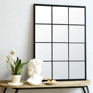 Miroir mural rectangulaire en fer noir 120x80 cm