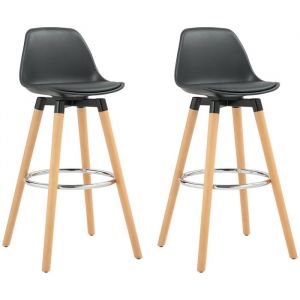 Homcom Lot de 2 tabourets de bar - dossier et repose-pieds, assise rembourrée - PU - 43 x 43 x 91 cm - noir