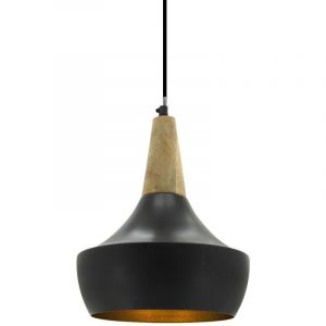 Aubry Gaspard Suspension en métal et bois Vintage noir - Noir