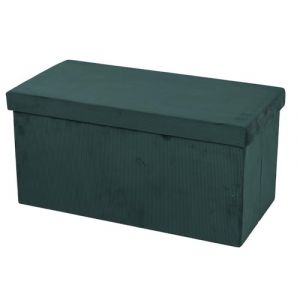 Banc De Rangement Pliable En Velours Côtelé "Kube" - Vert - L 76 X P 37,5 X H 37,5 Cm