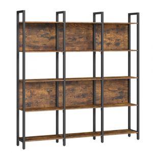 Bibliothèque sur 5 niveaux 24 x 128 x 154,1 cm marron et noir