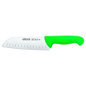 Arcos Couteau Santoku 2900- Prof 290621 avec poches en acier inoxydable Nitrum et polypropylène vert ergonomique mango avec lame de 18 cm, vitrine.