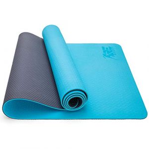 Tapis de Yoga tpe Bleu clair / Gris - 183 x 61 x 0,6 cm - sans Phthalates - Tapis de Gymnastique antidérapant, Tapis de Fitness sans polluants,