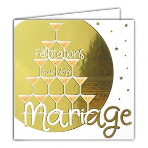 Afie Carte Carrée Dorée Or Félicitations pour votre Mariage
