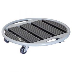 Wagner ' Chariot pour Plantes Venezia WPC ? Wood Plastic Composites/m&eacute;tal, r&eacute;sistant aux intemp&eacute;ries, Anthracite/Argent, diam&egrave;tre 38 x 7,5 cm, 2 Entreb&acirc;illeur, Charge maximale 70 kg ? 20707601