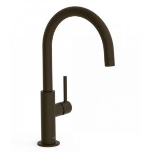 Robinet mitigeur de lavabo haut avec bec incurvé de 324 mm fabriqué en laiton avec finition noir bronze Study TRES