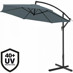 Deuba Parasol en aluminium Anthracite Ø 300cm Protection UV 40 Manivelle Jardin balcon