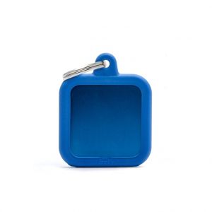 Image de Myfamily M&eacute;daille hushtag carr&eacute; bleu en aluminium