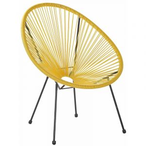 Beliani Fauteuil spaghetti en rotin jaune pour intérieur et extérieur ACAPULCO II