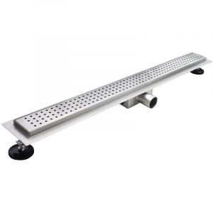 HOXY Caniveau douche &agrave; l&rsquo;italienne motif en pointill&eacute; L.50 cm avec siphon anti-odeurs + filtre