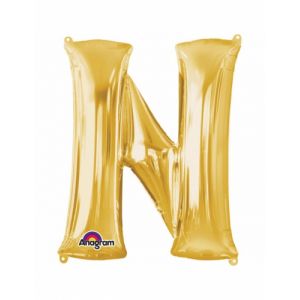 Ballon aluminium Lettre N doré 33 cm