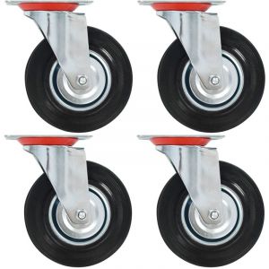 Image de VidaXL 12x Roulettes Pivotantes Roues Fixes pour Chariot Roulant Etabli Meuble Etagère à Livre Tables de Travail Capacité de 180 kg 200 mm