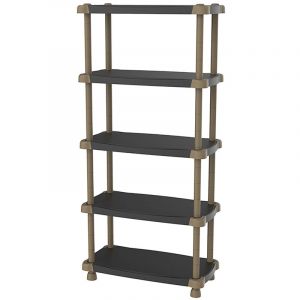 Image de Pegane Etagère de rangement 5 niveaux intérieur/extérieur coloris noir/taupe - Longueur 88 x Profondeur 43 x Hauteur 184 cm