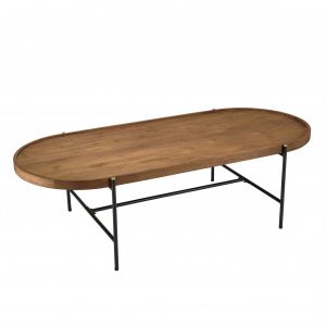 Macabane Table basse ovale plateau en bois de teck recyclé L140