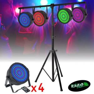 Ibiza Light Pack de 4 Projecteurs Par THINPAR-MATRIX 3-en-1 175 LED RGB Matriçable - Portique d'éclairage SL002 - DMX Extra-plats