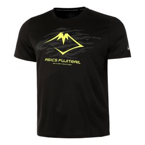 Asics Maillot manches courtes fujitrail logo noir jaune homme