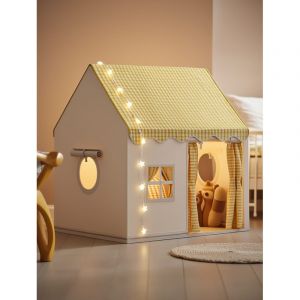 Tente maison enfant avec guirlande - jaune