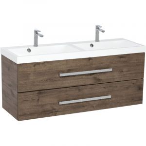 Naturel Meuble de salle de bain avec double vasque Naturel Cube Way 120x40 cm chêne Wellington (CUBE2120ZDW)