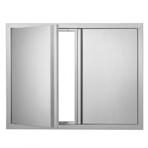 VEVOR Porte d'Accès pour Barbecue, Double Porte de Cuisine Extérieure 787x609x45 mm, Porte Encastrée en Inox, avec Poignée Encastrée, pour Îlot de Barbecue, Station de Grillades, Placard Extérieure