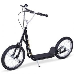 Image de Homcom Trottinette patinette Freestyle Grandes Roues pneumatiques Ø 41 cm avec pegs Noir