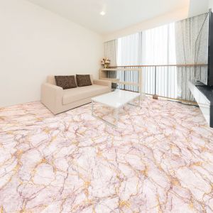 Adh&eacute;sifs stickers sol marbre rose &eacute;clat dor&eacute; 40x40cm