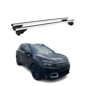Omac Barres de toit Transversales pour Citroen C5 Aircross 2018-2025 Aluminium Argent