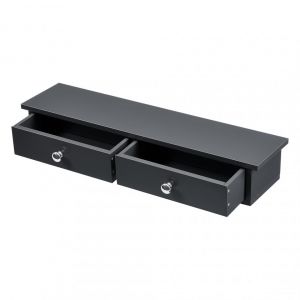 Étagère murale stylée avec 2 tiroirs meuble de rangement MDF 60 cm gris foncé 03_0005193