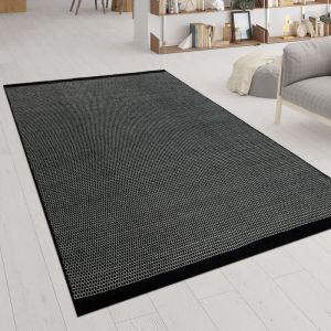 Paco Home - Tapis Tissé Main Tissage à Plat Style Scandinave Chiné Motif Tissé Noir 80x150 cm