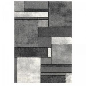 Unamourdetapis Tapis salon et chambre 280x380 gris rectangle tissé motif géométrique geome
