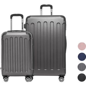 TRVLMORE Set de valises - 2 pièces - 38L (bagage à main) + 110L - Gris foncé