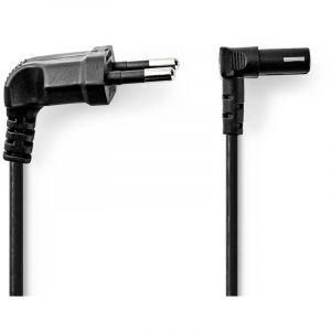 Nedis Cable dalimentation euro man iec 320 c1 incline incline 90 - nickel plated 200 m appartement pvc noir etiquette 839613