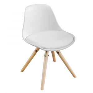 Sobuy Chaise haute avec siège rembourré - 34 X 34 X 56 Cm - Blanc
