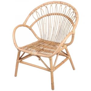 Meublorama - Fauteuil d'extérieur en rotin 69x87x67 cm coloris bois naturel