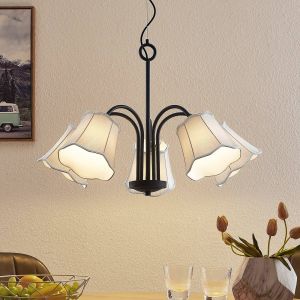 Lucande Binta suspension, à 5 lampes, gris argenté