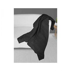 Image de Soleil d'Ocre Adele Plaid, jet&eacute; de fauteuil, Polycoton, Anthracite, 140 x 200 cm