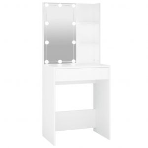 Coiffeuse design contemporain avec led 60 x 40 x 140 cm blanc