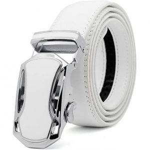 Ceinture Homme en Cuir Véritable - WOVTE - Boucle Automatique 35mm Blanc