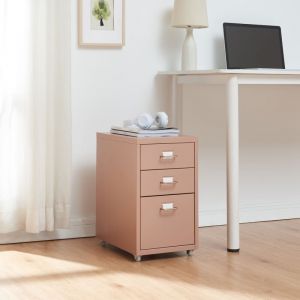 Caisson de bureau à roulettes Kökar acier 48 x 28 x 41 cm marron clair [en.casa]