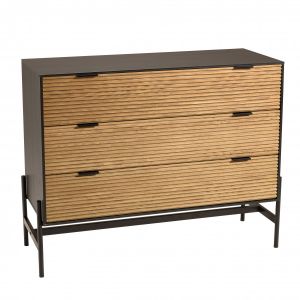 Macabane Charlie - Commode marron et noire 3 tiroirs Pin pieds métal noir - Noir