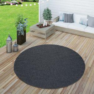 Paco Home - Int&eacute;rieur & Ext&eacute;rieur Tissage &agrave; Plat Tapis Terrasses Tapis Look Naturel Bleu Marine 200x280 cm