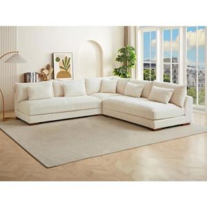 Canap&eacute; d'angle r&eacute;versible en velours c&ocirc;tel&eacute; beige SPERONE de Pascal Morabito