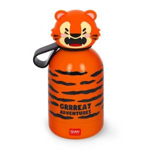 Legami Bouteille d'eau pour enfants Hot&Cold BFF, Tiger, double couche en acier inoxydable 18/8 avec fermeture hermétique, garde le chaud pendant 12 h et le froid pendant 24 h, capacité 310 ml