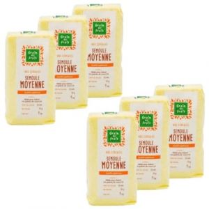 Grain de Frais Lot 6x Semoule moyenne - Paquet 1kg