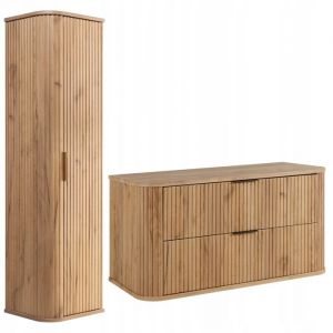 Rodan Ensemble de meubles de salle de bains - 100,4 cm - 2 pi&egrave;ces - Marron - Fa&ccedil;ades MDF de haute qualit&eacute; - Meubles de salle de bains - Armoire haute