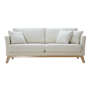 Miliboo Canapé scandinave 3 places déhoussable blanc effet laine bouclée OSLO