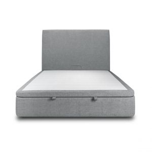 Lit coffre 180x200cm avec tête de lit tapissier Tissu Gris anthracite - Hauteur totale : 39cm