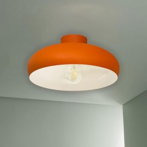 Andora Plafonnier Industriel en Métal Orange Peint à La Main - Lustre Vintage E27 Ø40 cm Pour Salon, Chambre ou Salle à Manger