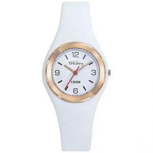 Tekday Montre fille - 654958 Bracelet Silicone Blanc